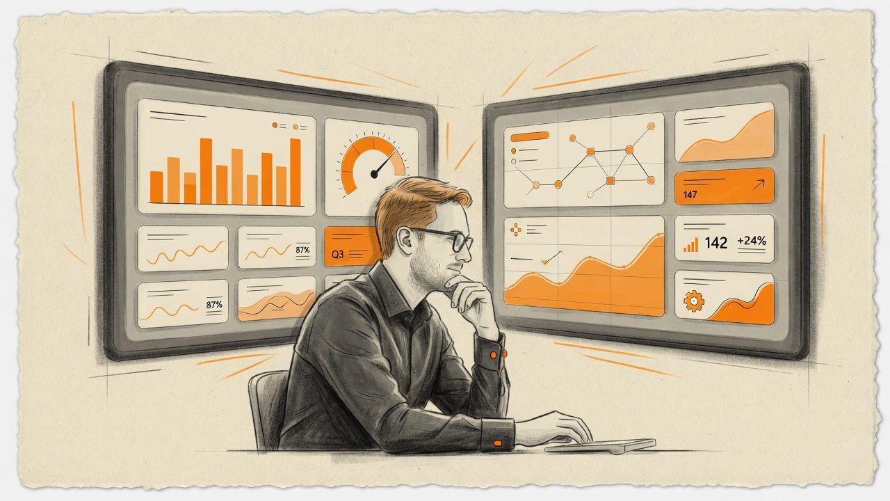 Operator reviewing growth systems and dashboards the team can run